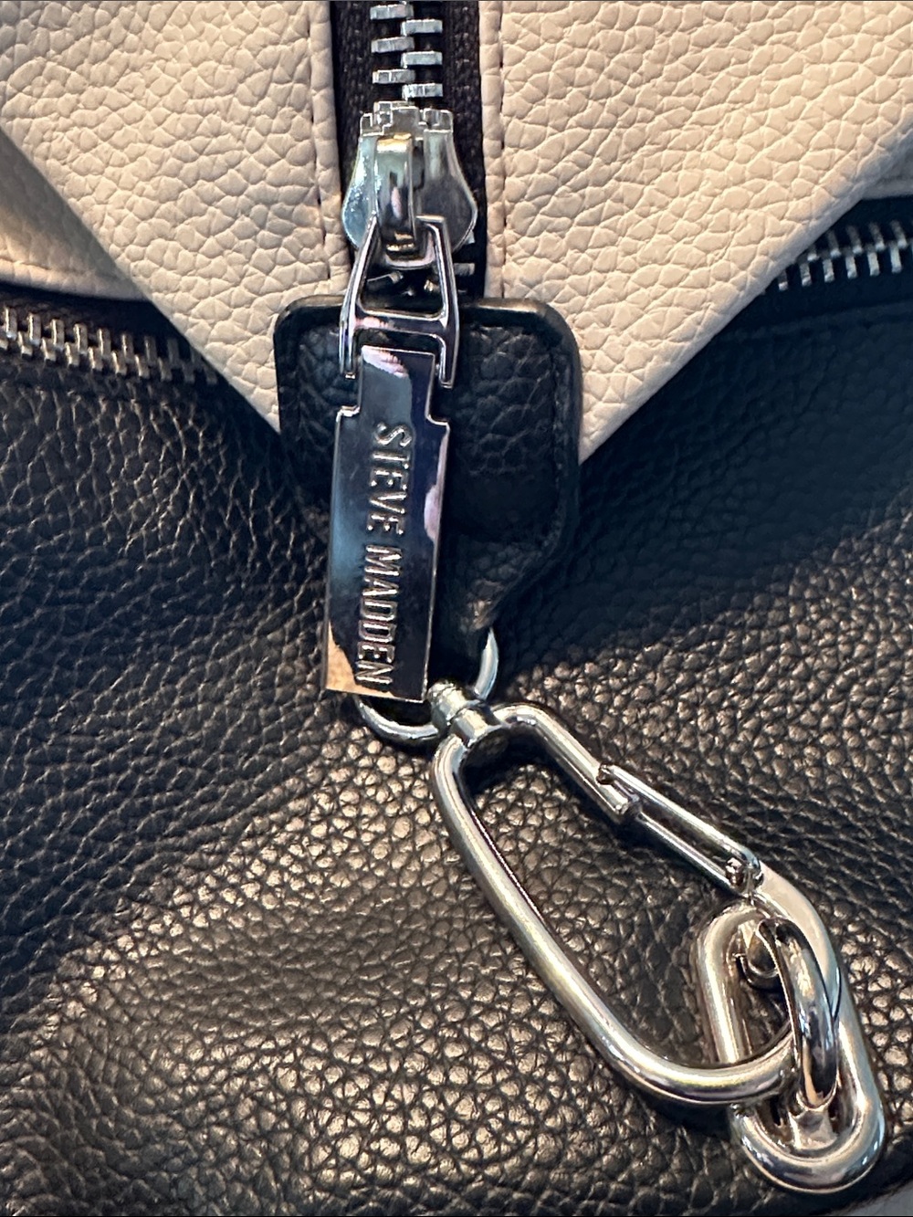 Steve Madden Unique Two-Tone Cream and Black Women's Backpack - Picture 2 of 6
